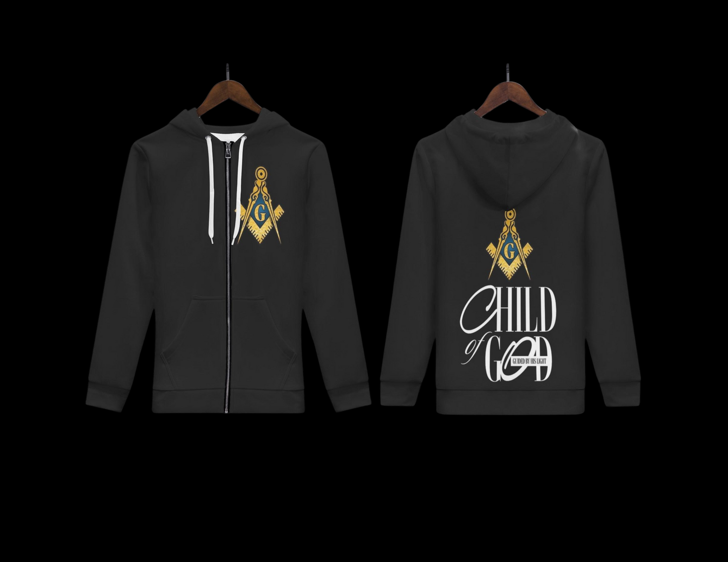 Masonic Child of God Zip-Up Hoodie – Embrace Warmth and Timeless Style