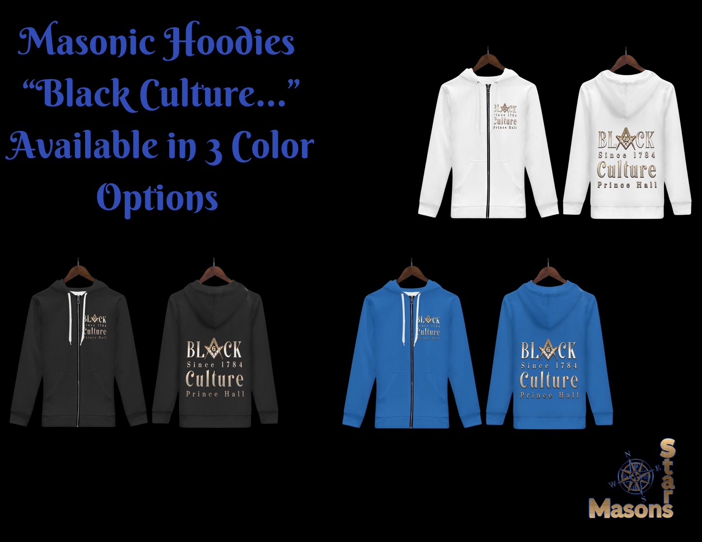 Masonic Black Culture Zip-Up Hoodie – Embrace Warmth and Timeless Style