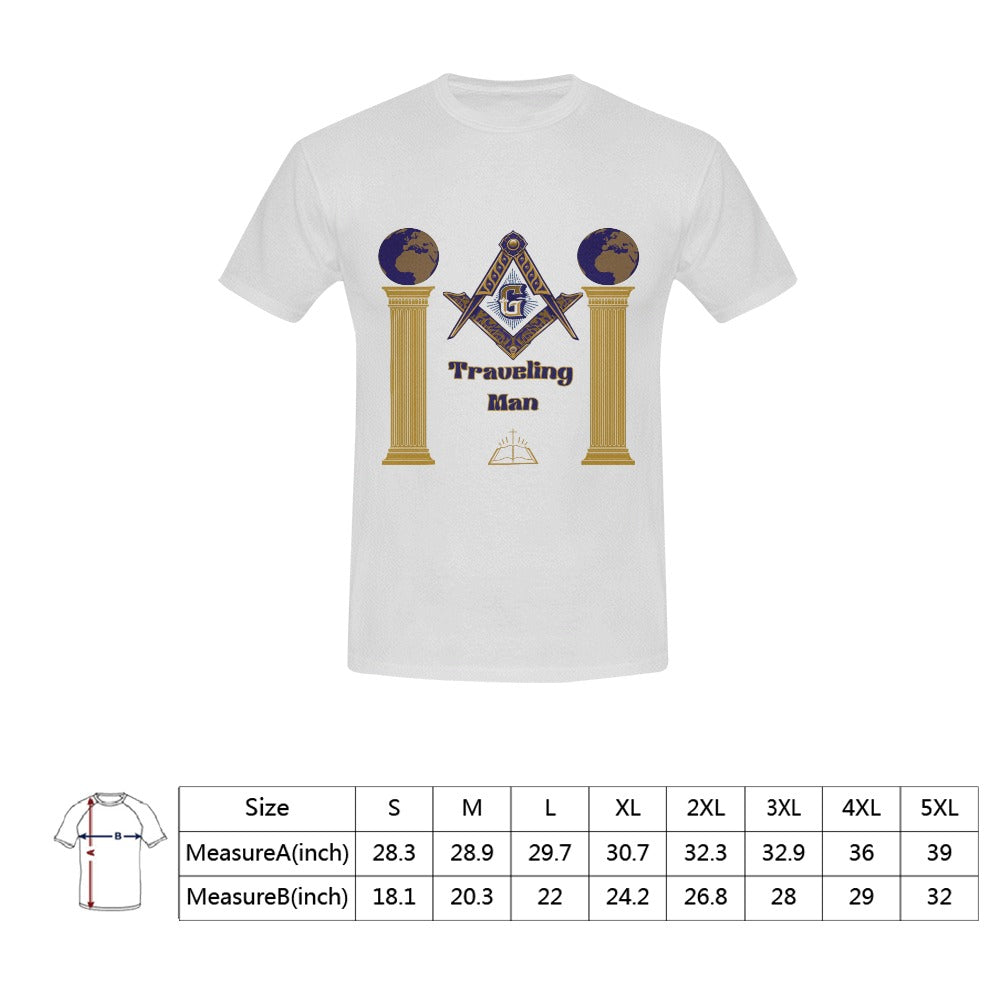 Traveling Man Masonic T-Shirt - Classic Freemason Symbol Design
