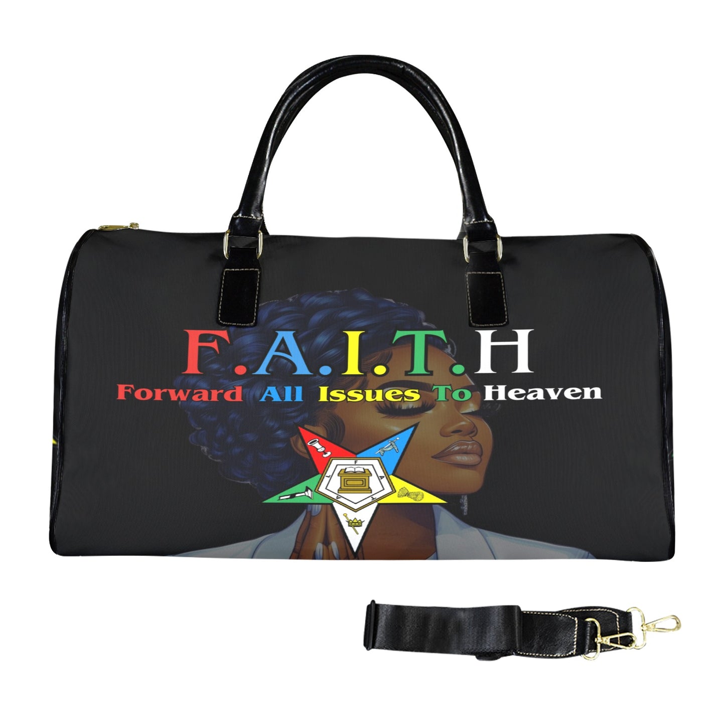 F.A.I.T.H Duffel Bag – Forward All Issues To Heaven, Inspirational Travel Bag with Prayer Design, Perfect for Gym and Travel