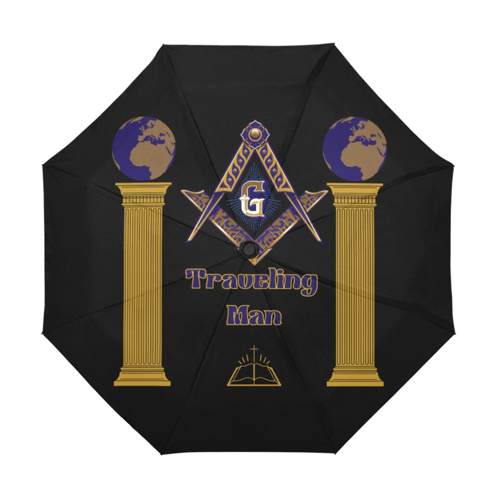 Traveling Man Masonic Umbrella - Classic Freemason Symbol Design
